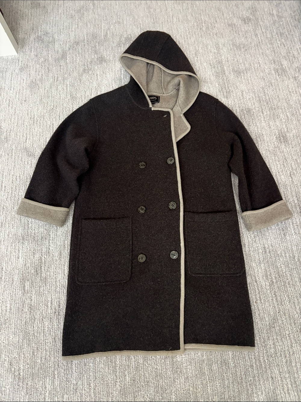 Bernardo Hooded Reversible Trench Coat in Dark gray with gray Trim